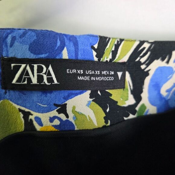 Zara Blue Floral Ruched Mini Skirt Size XS - Picture 6 of 7